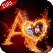 Fire Text Photo Frame 2019 icon