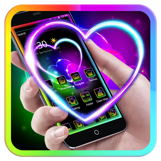 Neon edge lighting neon heart wallpaper theme icon