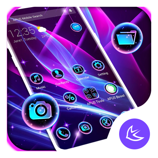 Blue Purple Neon APUS Launcher Theme icon