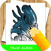 how to draw aliens step by step icon