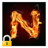 Burning Letter N Lock icon