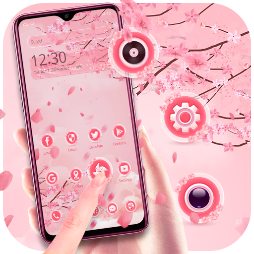 Emotion theme beautiful pink flower icon