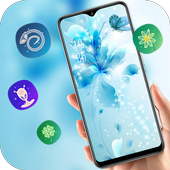 Shining Flowers Butterfly Blue Turquoise theme иконка