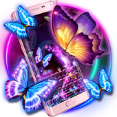 Neon butterfly keyboard icon