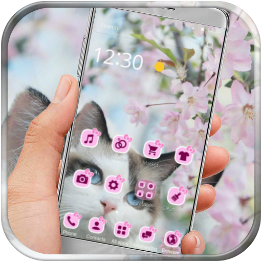 Pink Flower Lovely Cat Theme icon