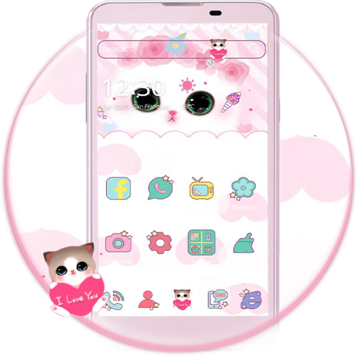 Cute Kitty theme – pink rose kitty icon