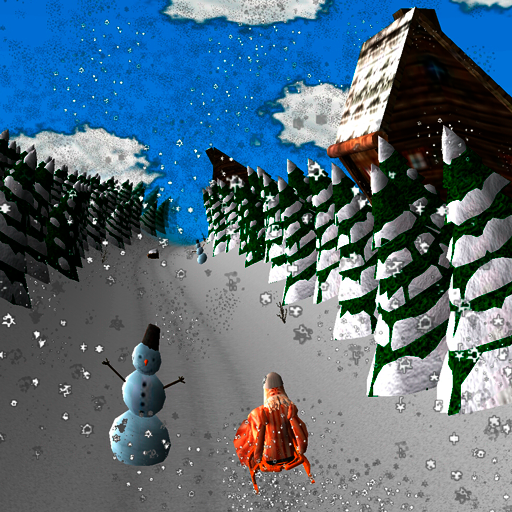 Girl on a sled. Snow slides. icon