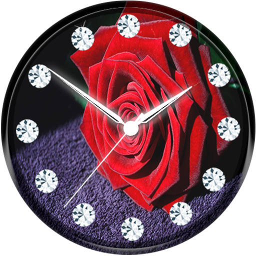 Red Rose Clock Wallpaper أيقونة