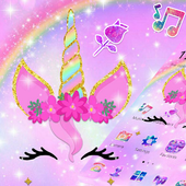 Glitter Rainbow Colorful Cartoon Unicorn Theme أيقونة