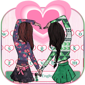 أفضل أصدقاء موضوع لوحة المفاتيح أيقونة