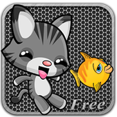 القط توم يجري لياكل السمك أيقونة