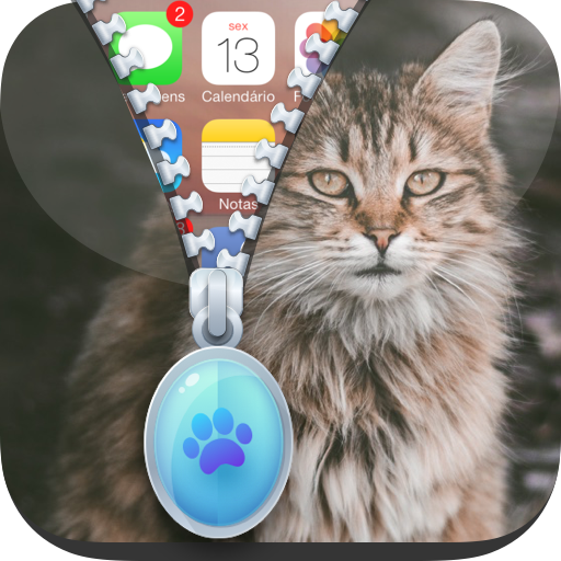 Cute Adorable Cat Zipper Lock Screen Wallpaper HD icon