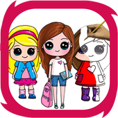 how to draw school girls icon