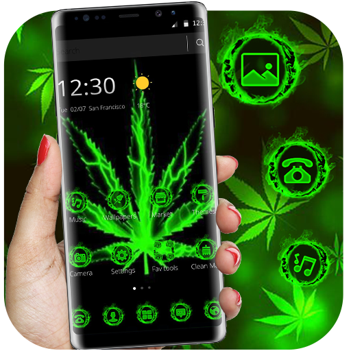 Green Neon Weed Black Business Theme icon