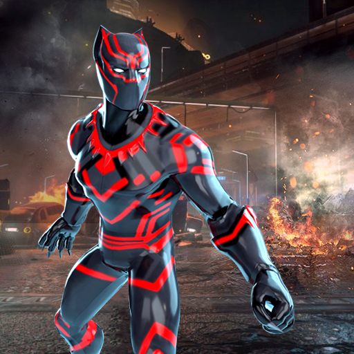 Panther superhero city battle icon