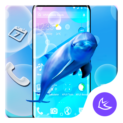 Purple Blue Dolphin APUS Launcher theme icon