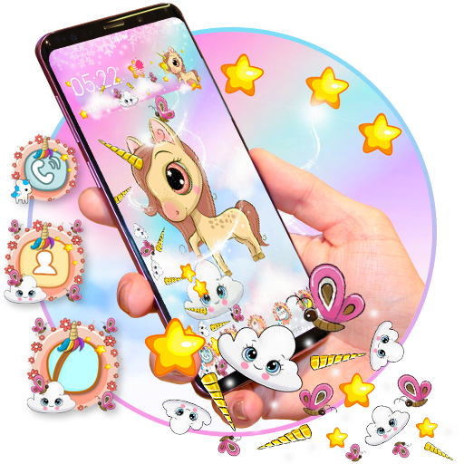 3D Cute Rainbow Unicorn Theme icon