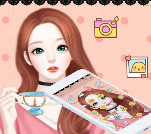 Cartoon Beautiful Girl Lovely Theme screenshot 4