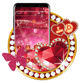 Red Glitter Diamond Heart Launcher Theme icon