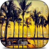 Sunset Beach With Palm keyboard