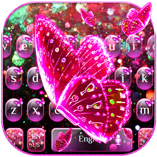 Pink Glitter Butterfly Keyboard Theme icon