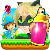 cat noir help dora: subway ladybug icon