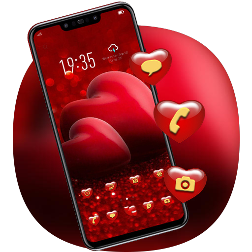 Red shining 3d theme effect love Galaxy M20 icon