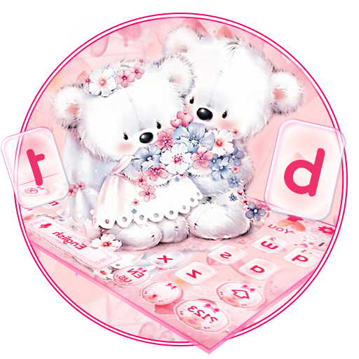 Cute Pink Teddy Couple Keyboard icon