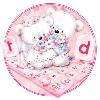 Cute Pink Teddy Couple Keyboard