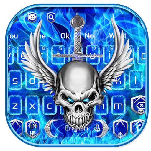 Blue Tech Angel Skull Keyboard icon