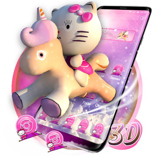 3D pink cute cat theme icon