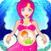 A mermaid born baby icon