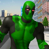 Green hero crime fighting icon