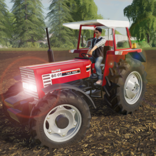 Farming tractor freight transport simulation icon