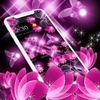 Neon Pink Black Butterfly Flower Theme on 9Apps