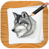 wolves drawing step by step icon