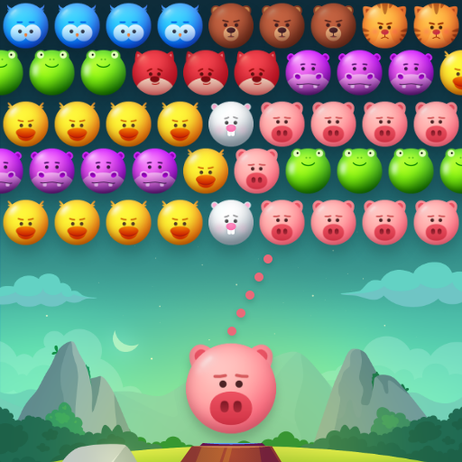Angry animal pop bubble shooter icon