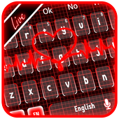 Live 3D Neon Red Heart Keyboard Theme أيقونة