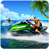 Jet boat racing 3D: water surfer driving game icon